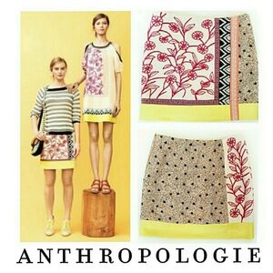 LEIFNOTES Anthropologie Mixed Media Brimming Borders Skirt